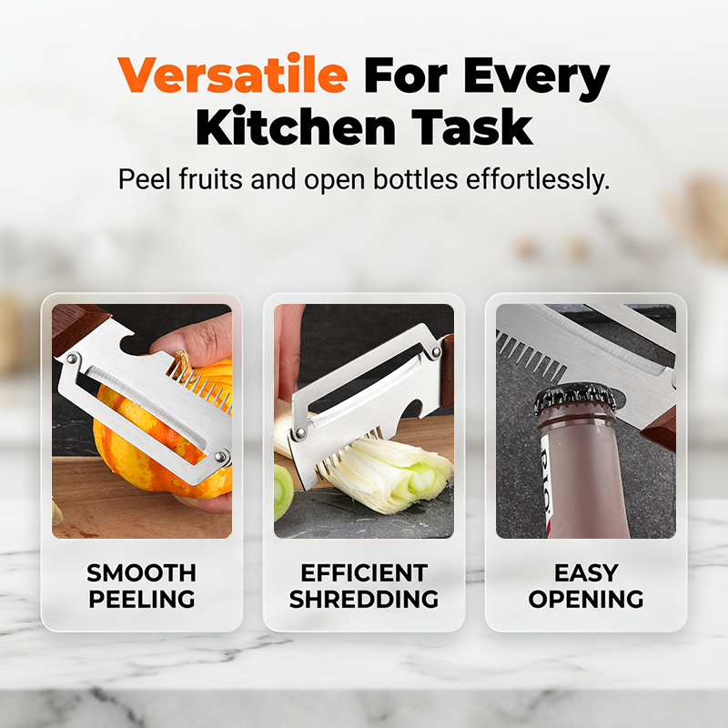 🔪 3-in-1 Scallion Shredder & Peeler –⚡Shred, Peel, Open Bottles🏆